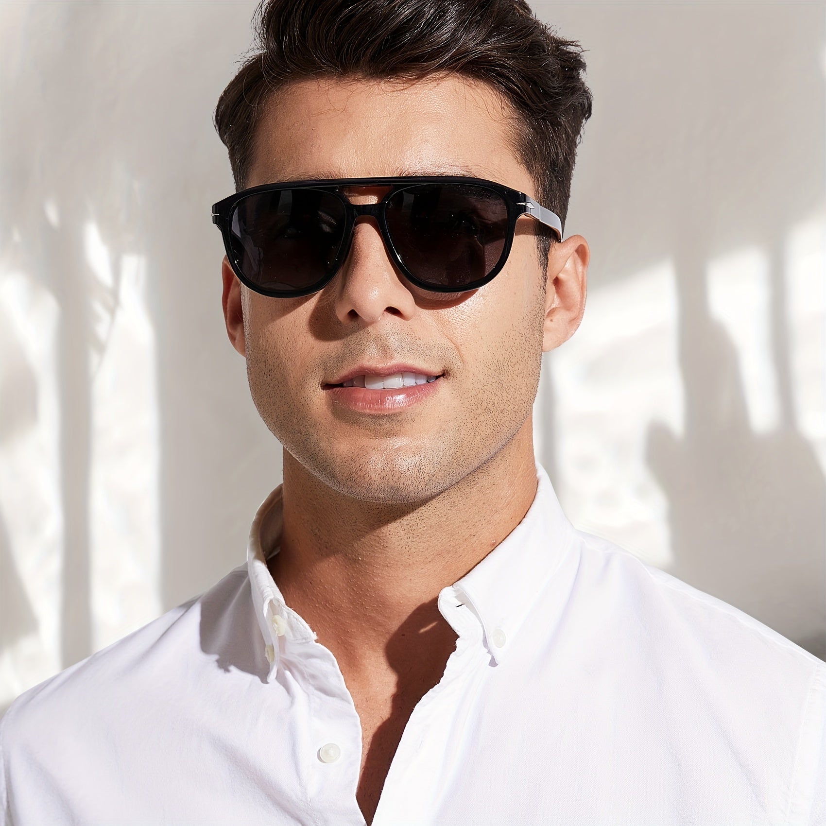OUWEN Polarized Aviator Sunglasses Men Vintage Shades Green Lenses