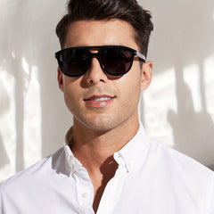 OUWEN Polarized Aviator Sunglasses Crystal Frame Dark Red Lenses