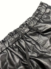 Women's Plus Faux Leather Cargo Jogger Trousers