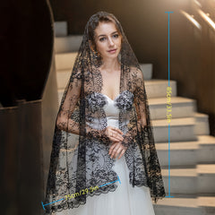 Floral Pattern Lace Veil for Brides & Events