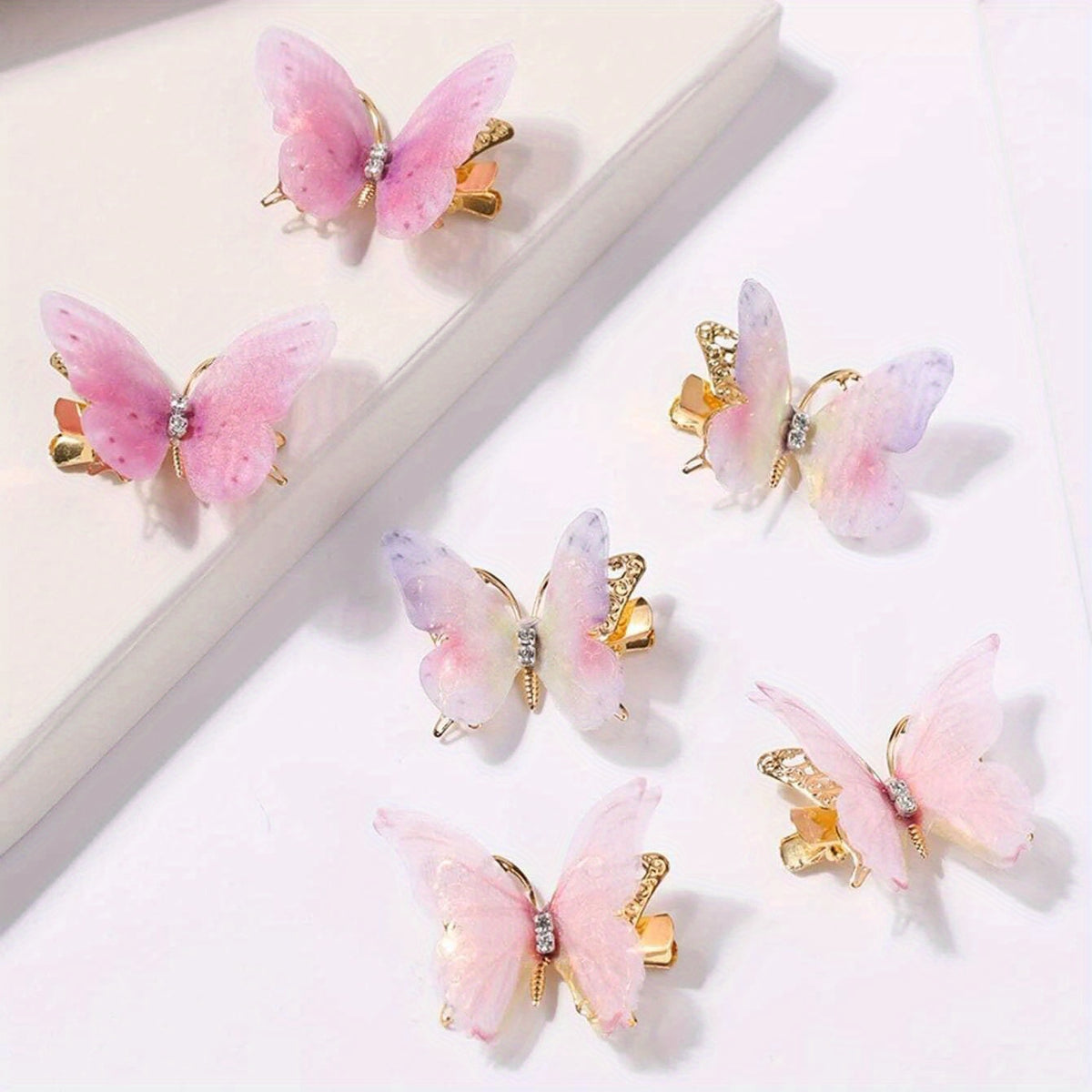 6pcs Rhinestone Butterfly Hair Clip Hair Accessories For Women Girls