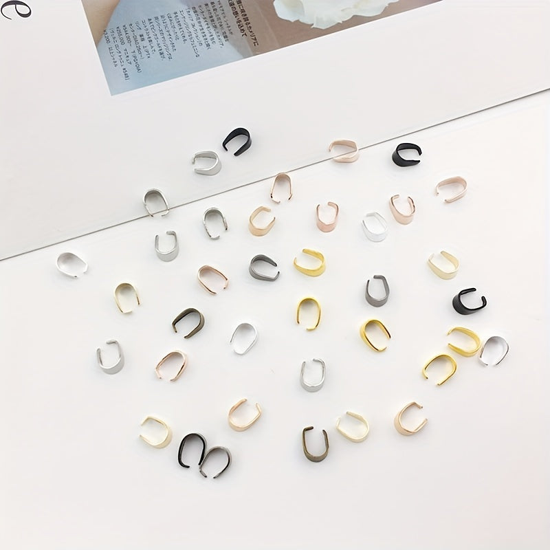 100pcs 6x9mm Metal Pinch Bail Clasps Necklace Hooks 9 Colors Plated DIY Jewelry