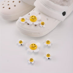 8pcs Cartoon Sunflower Shoe Charm Acrylic Shoe Buckle Clogs Shoe DIY Accessories
