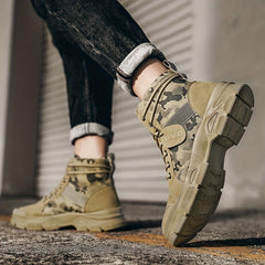 Men's Tactical Camo High Top Lace Up Boots Outdoor Hiking Shoes