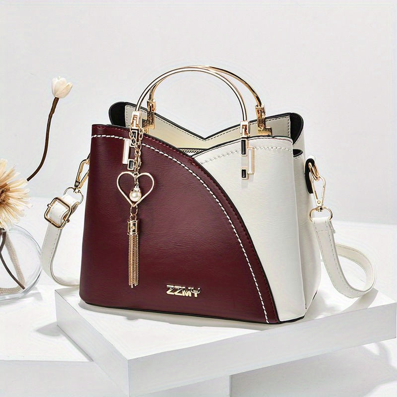 Stylish Shoulder Bag Heart Faux Pearl Tassel Large Capacity Crossbody Bag