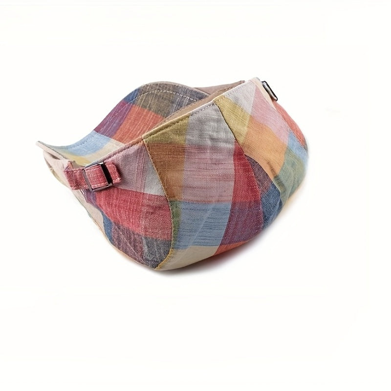Adjustable Summer Casual Peaked Cap With Colored Plaid