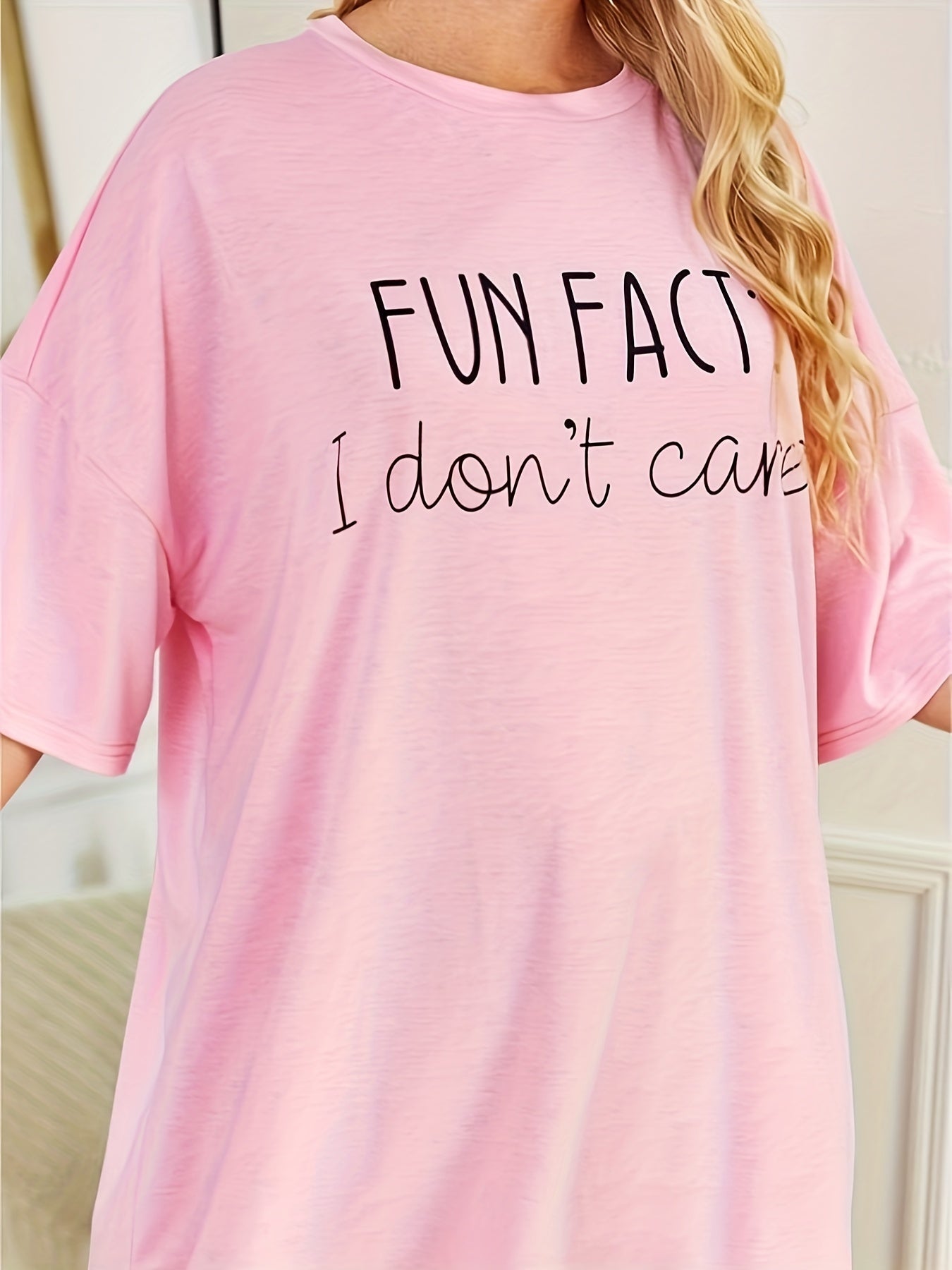  Casual Loungewear Dress Women's Plus Letter Print Half Sleeve