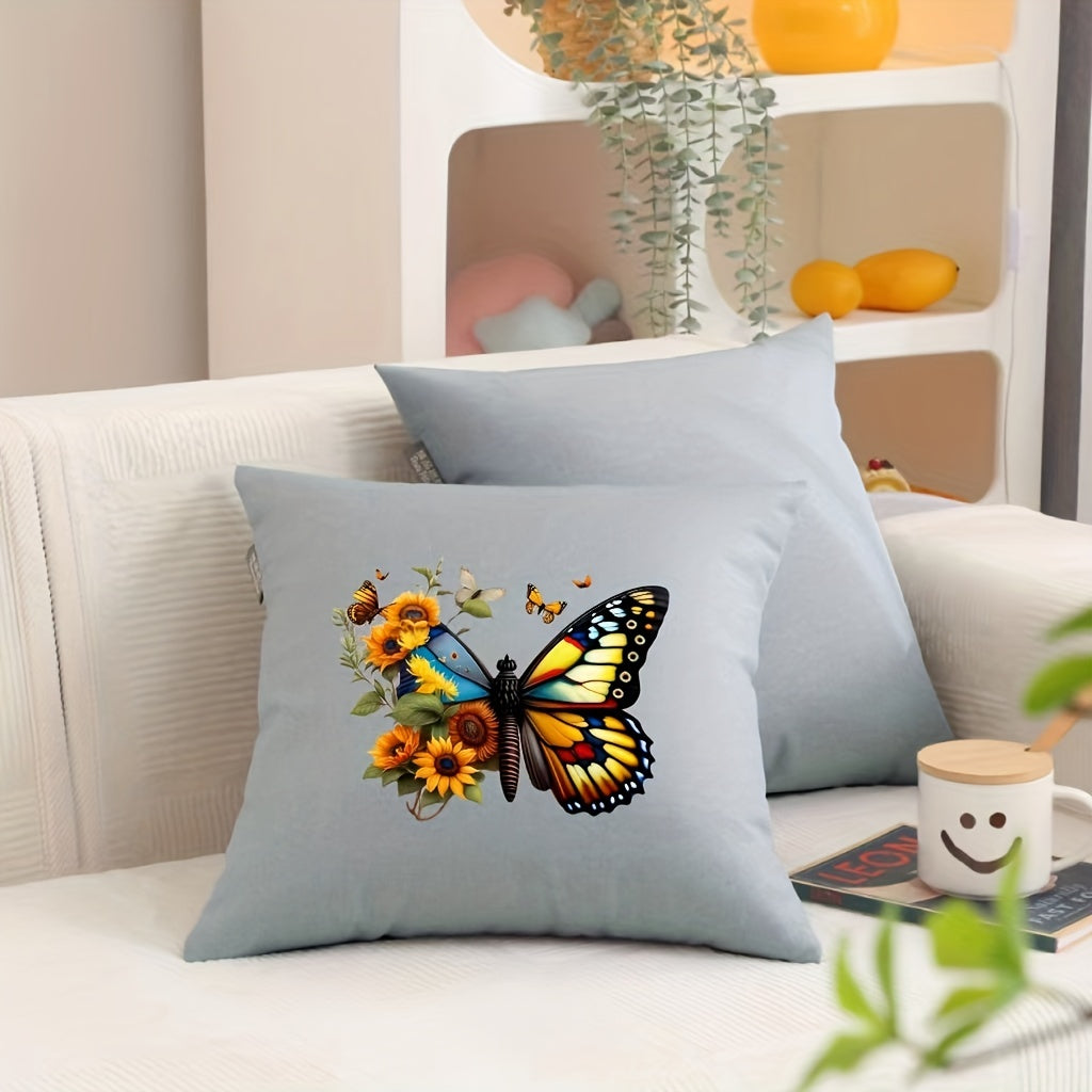 Sunflower Butterfly Iron On Heat Transfer Patch Stickers Clothing Bag Decor