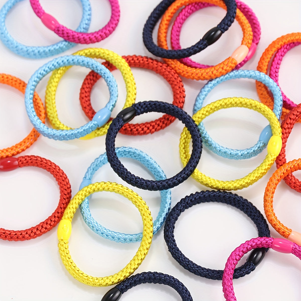 30pcs Colorful Elastic Hair Tie Ponytail Holder Accessories for Thick Curly Hair