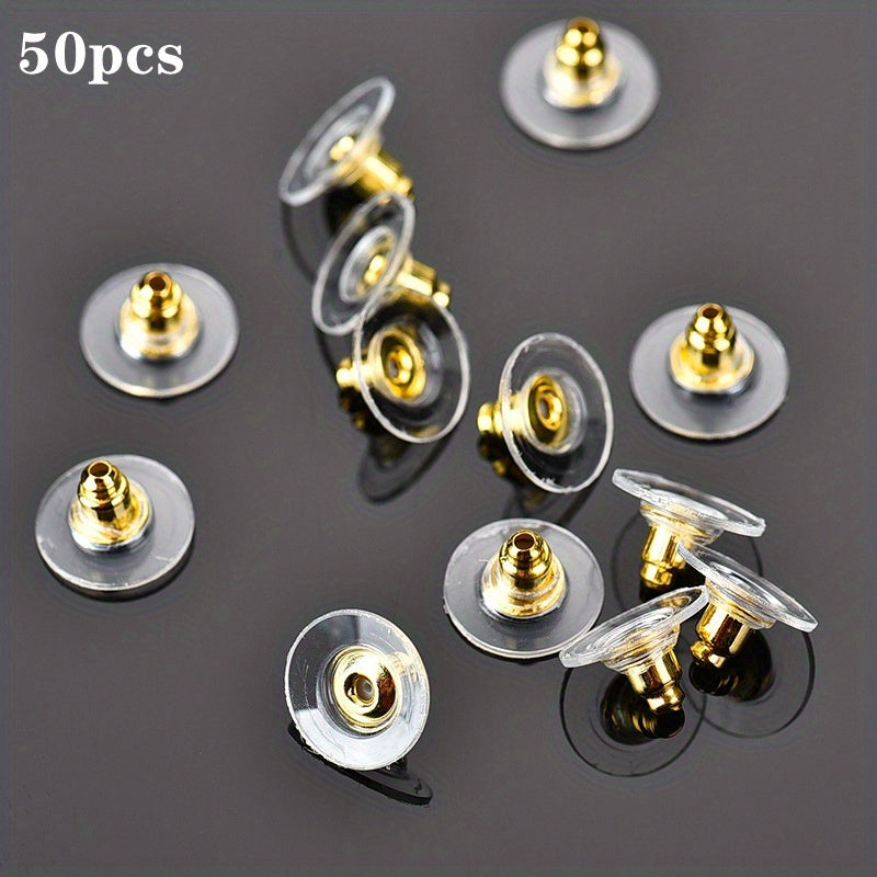 50pcs Casual Earring Back Plugs Round Ear Studs Jewelry Accessories DIY