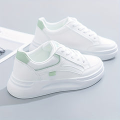 Women Round Toe Flat Sneakers Lace Up Low Top Board Shoes
