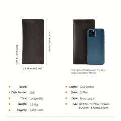 Retro Men's Leather Card Wallet Long Thin Clutch Men's Wallet