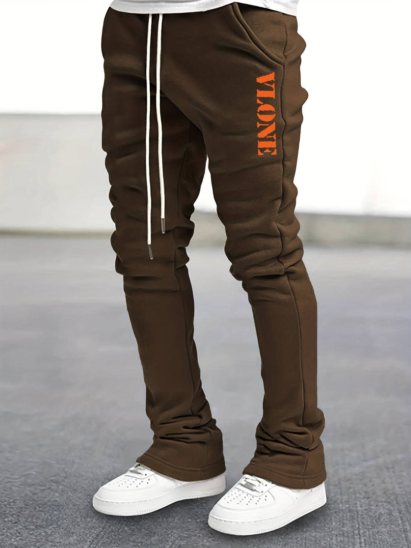 Men's Vlone Pattern Drawstring Flare Pants