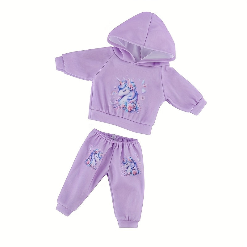 4-Piece Unicorn Hoodie Set for Toy Dolls