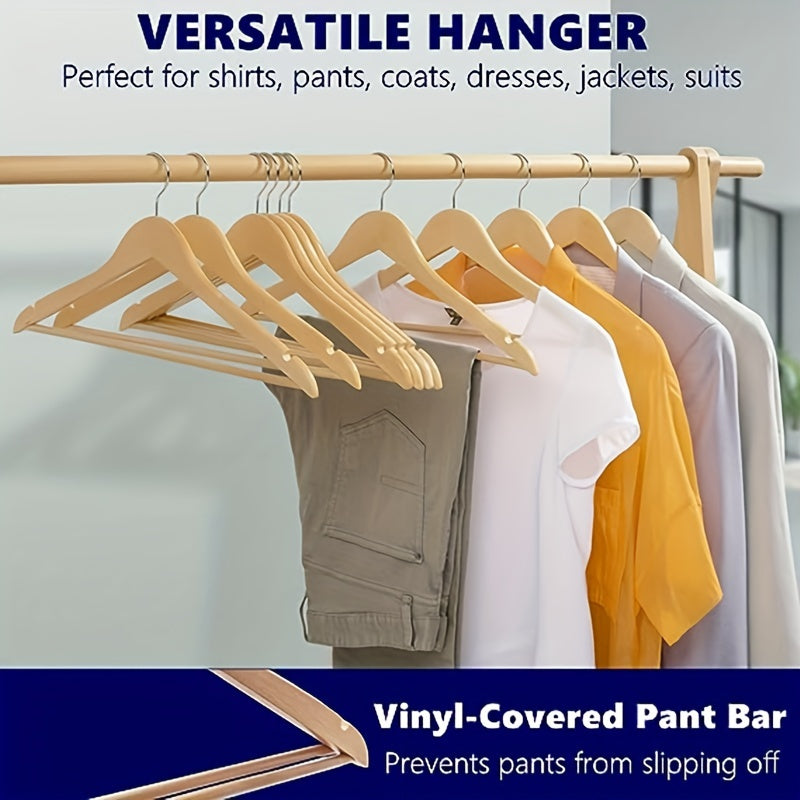 6pcs Slim Wooden Hangers 360&deg; Rotating Hooks Solid Wood Shoulder G