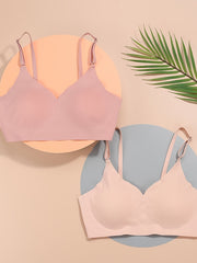 2pcs Wireless Seamless Comfort Bras Slightly Padded Bra Women's Lingerie
