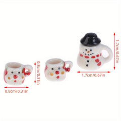 1:12 Scale Ceramics Cups & Pot Set - Red Ceramic Coffee & Tea Cups with Lids