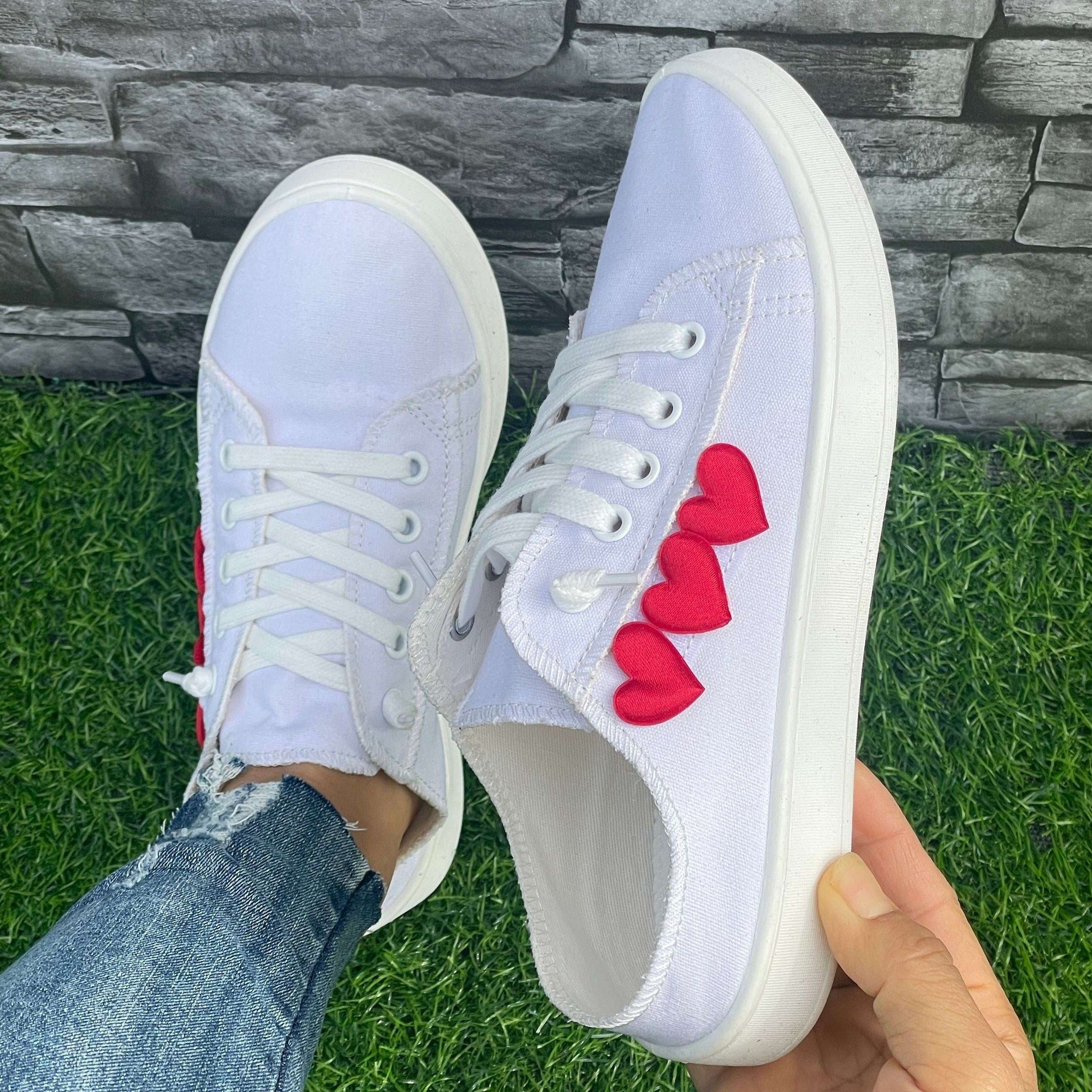 Love Heart Pattern Flat Shoes Casual Lightweight Comfortable Sport Run