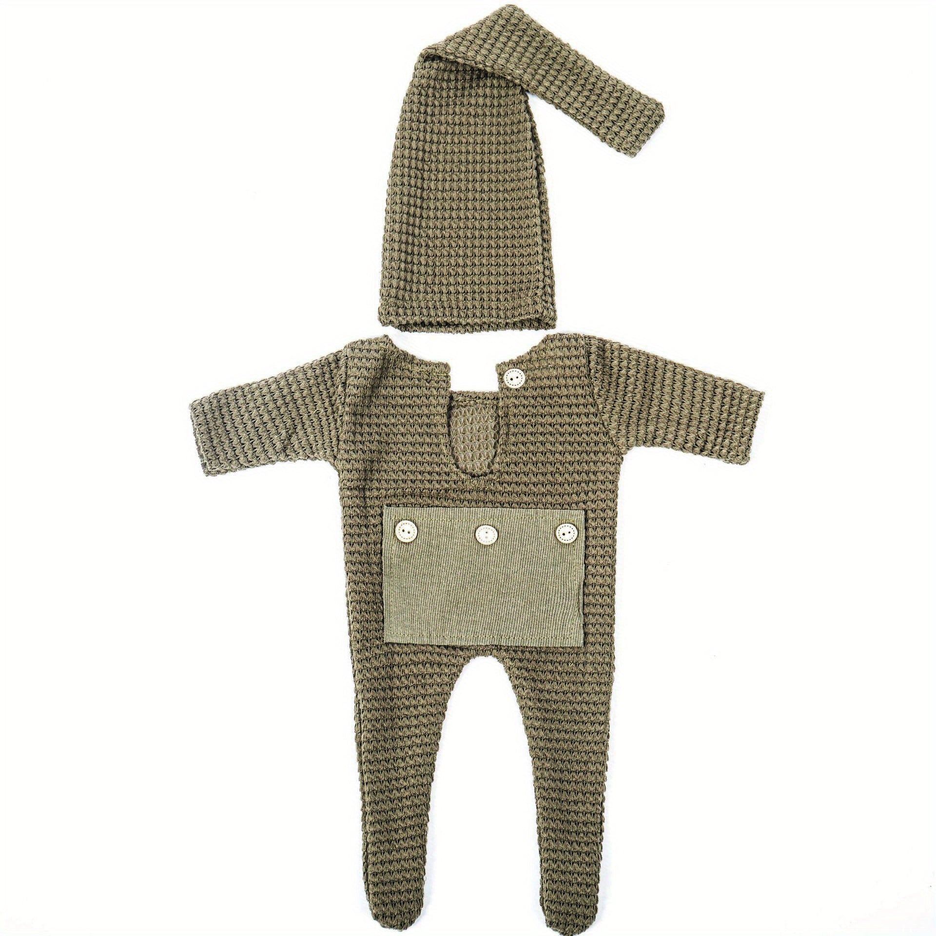 Cute Newborn Photography Outfit - Bodysuit & Knitted Suit