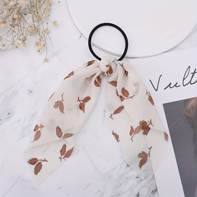 Hobo Floral Print Scarf Hair Tie Chiffon Hair Rope Elastic Hair Accessories