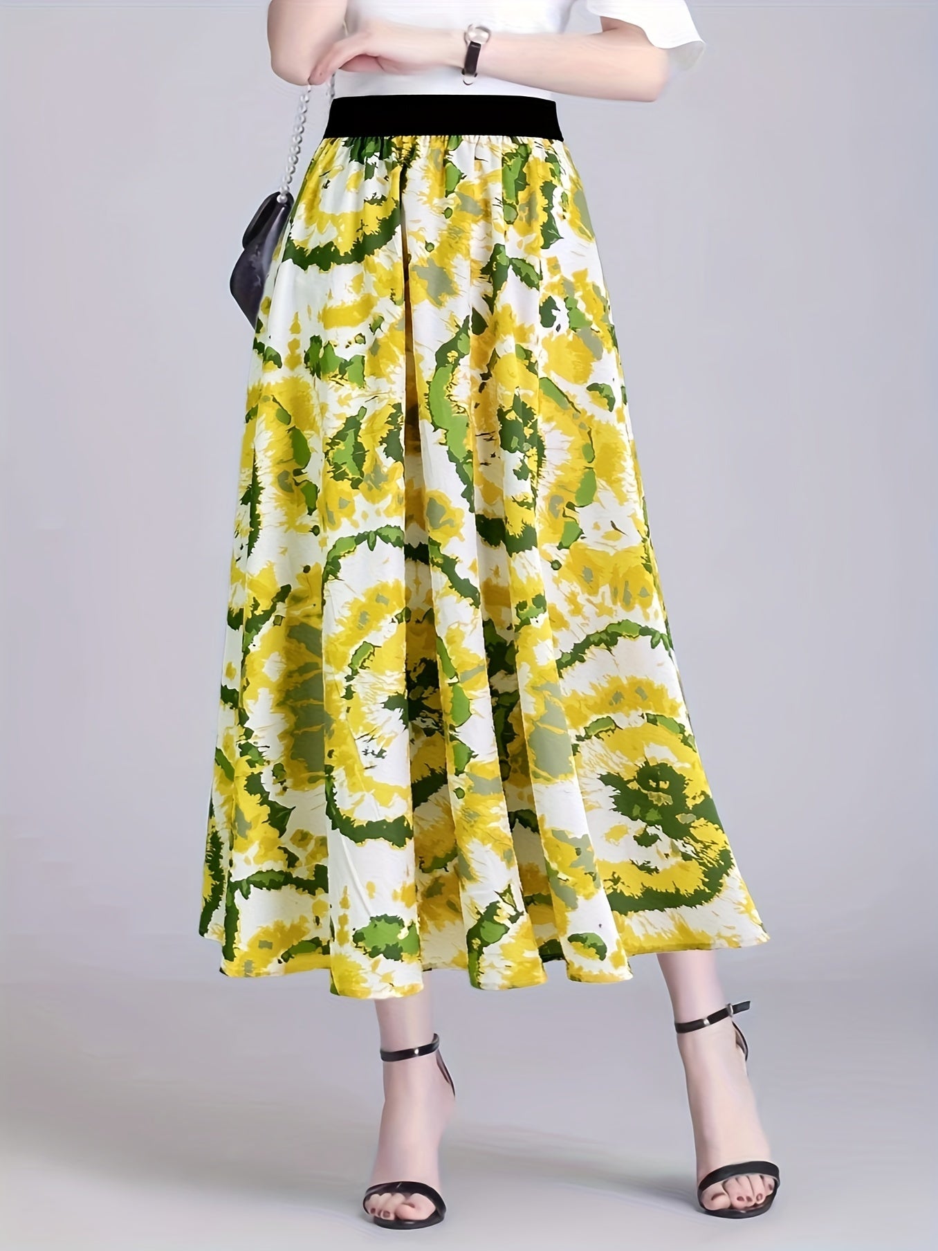 Women's Plus Tie Dye Print High Waist A line Skirt