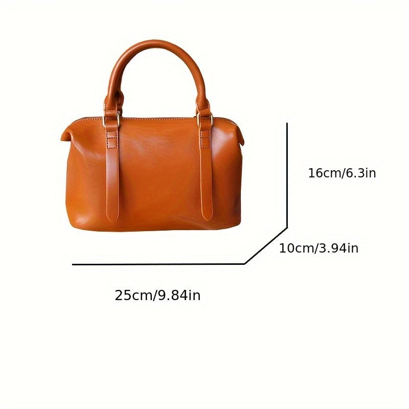 Vintage Style Large Capacity Women's Handbag with Detachable Strap