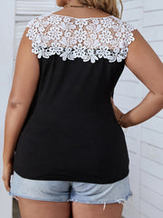  Lace Round Neck Tank Top