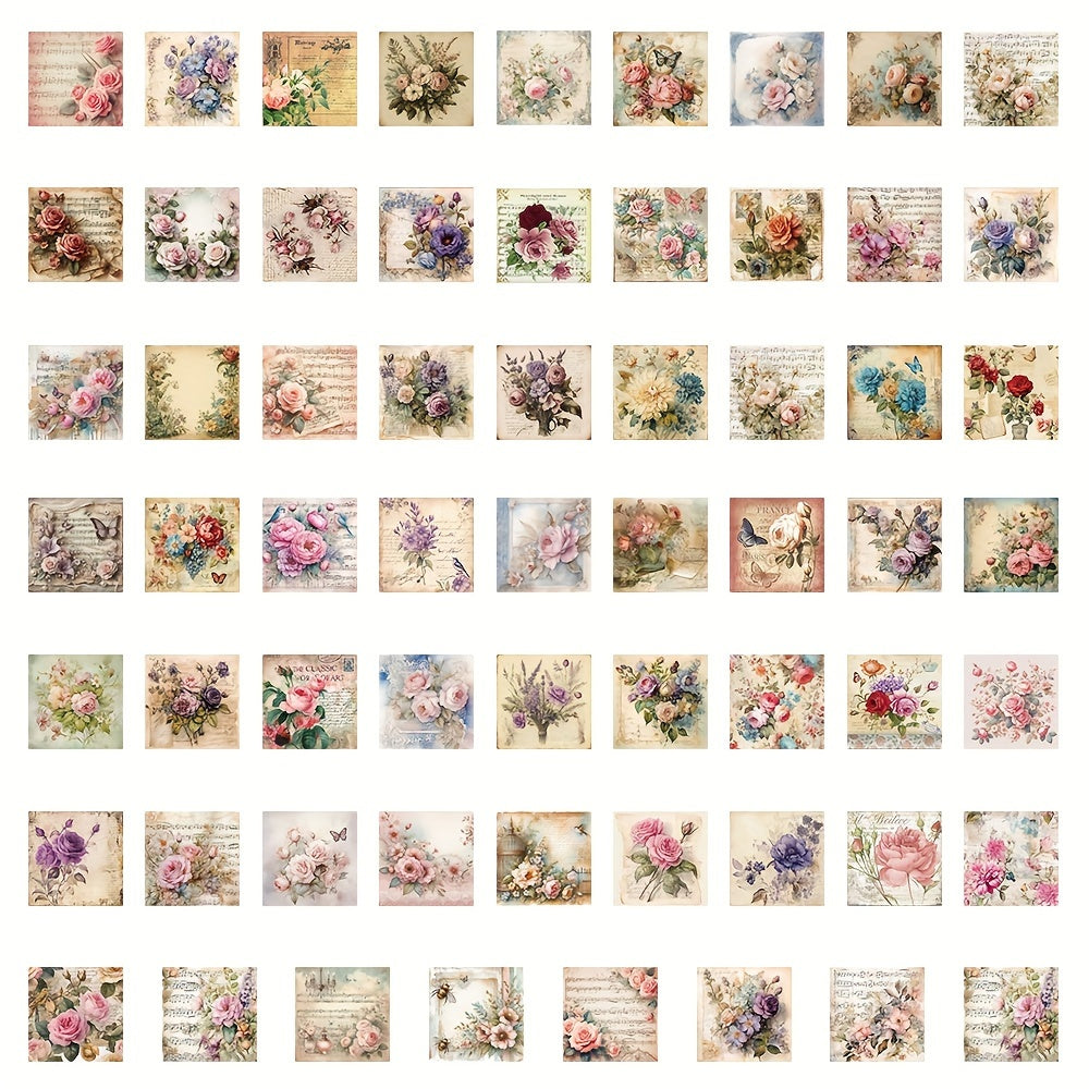 60pcs Waterproof Flower Sticker Pack Vibrant Vinyl Decals for Laptops Water Bott