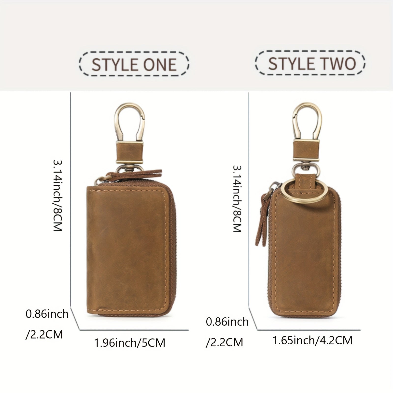 Universal Leather Keychain Set with Metal Buckle Zipper Bag