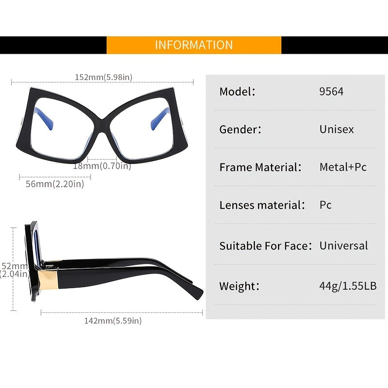 Oversize Butterfly Spectacle Lens Light Blocking Eyeglass Frame