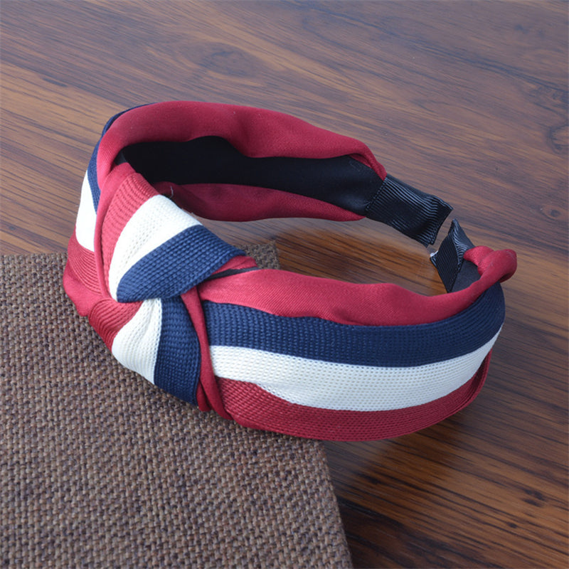 Christmas Knotted Headband Blocking Top Knot Hairband Padded Wide Hair Hoop