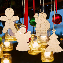10pcs Unfinished Wooden Christmas Ornaments To Paint Holiday Decor