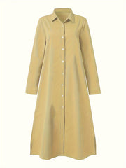  Solid Long Sleeve Button Up Shirt & Pants 2 Piece Set