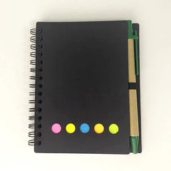 Spiral Notebook Lined Notepad with Pen Holder and Sticky Notes, 4.5 x 5.5 inches