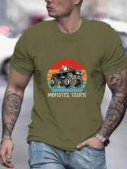 Monster Truck Men's Graphic Crew Neck T-shirt for Summer