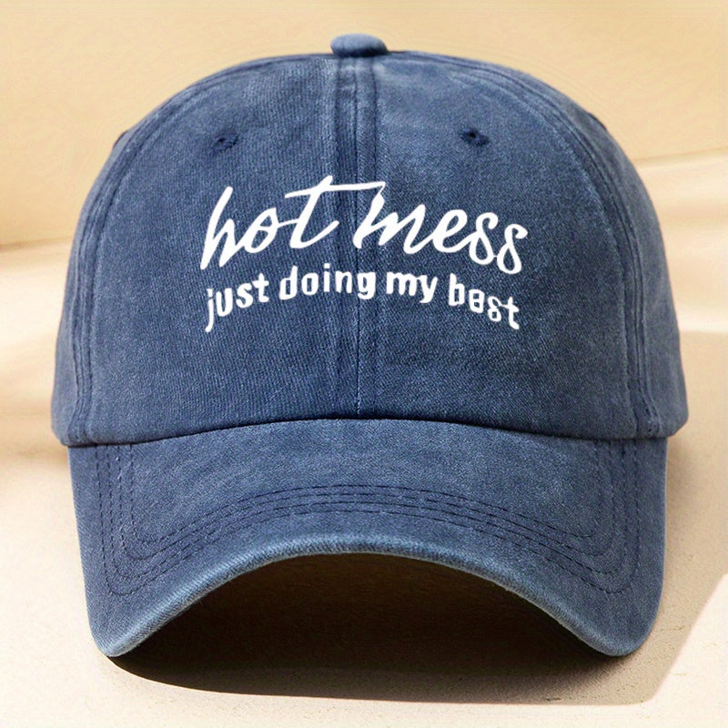 Letter Print Baseball Cap Vintage Peaked Cap