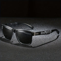 Square Frame Polarized Sunglasses with Zipper Case