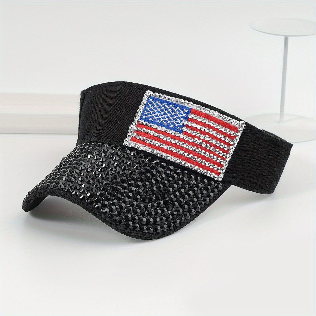 Men's Sunscreen Visor Hat With Artificial Diamond
