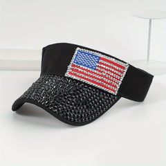 Men's Sunscreen Visor Hat With Artificial Diamond