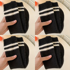 Warm Striped Fuzzy Socks - Mid Tube Women's Stockings