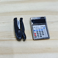 Metal Dollhouse Calculator & Stapler Set - DIY Scene Decor