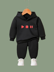 OERYUI Video Button Print Hooded Set for Sports