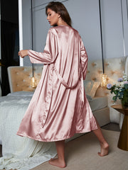 Women's V-Neck Chemise & Robe Set - Loungewear & Sleepwear