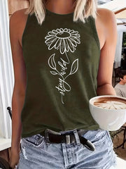 Flower & Stay Wild Print Tank Top Casual Top For Women