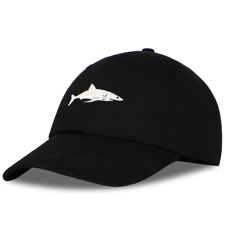 Washed Cotton Shark Snapback Baseball Cap Dad Hat