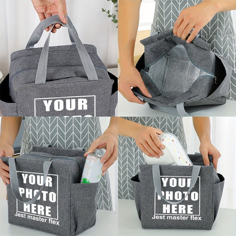 Photo Pattern Insulated Lunch Bag Thick Cooler Box Canvas Tote Food Storage Bag