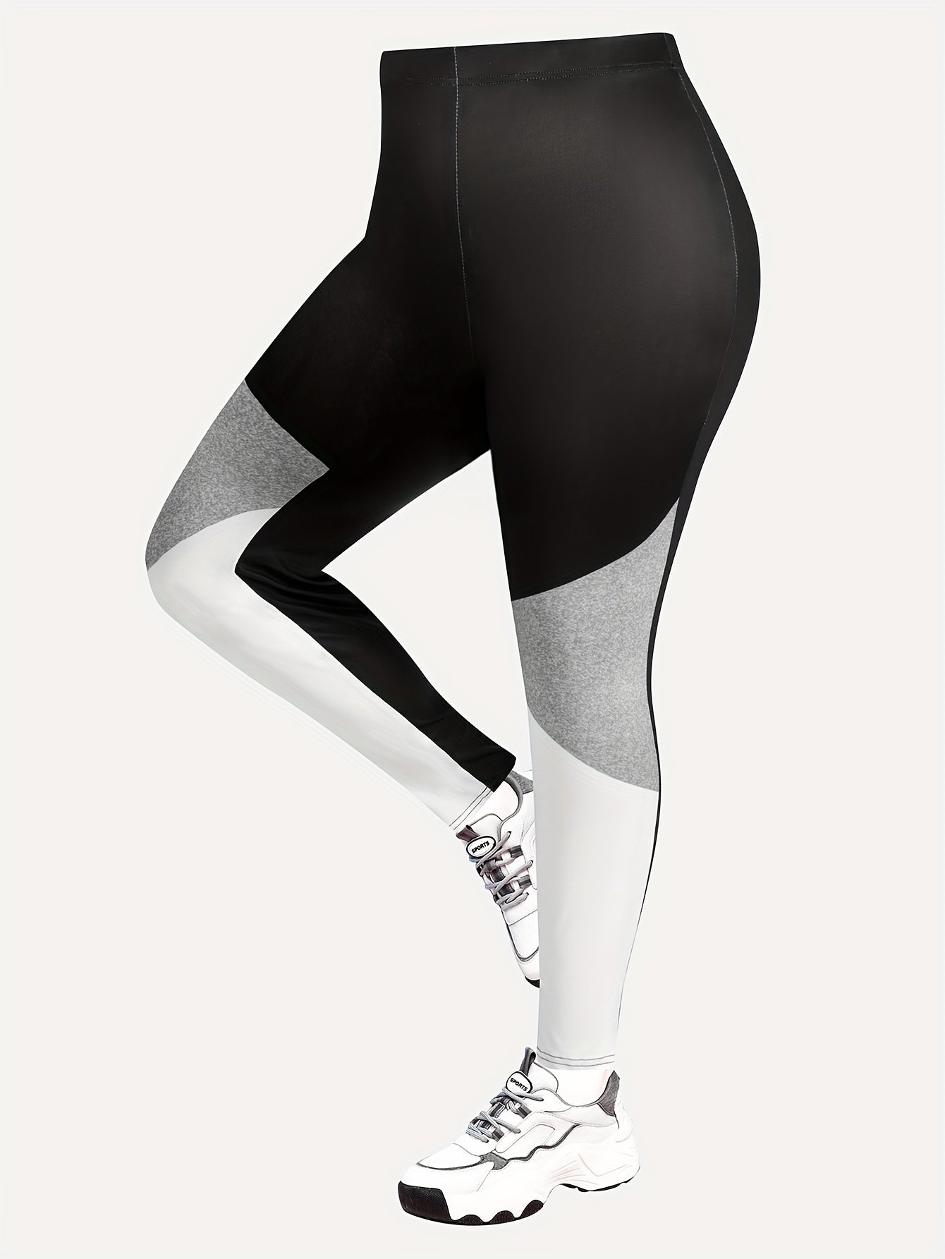 Plus Size Colorblock V Neck Top & Leggings Set