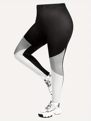 Plus Size Colorblock V Neck Top & Leggings Set