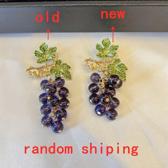 Grape Brooches Rhinestone Purple Fruits Office Pins