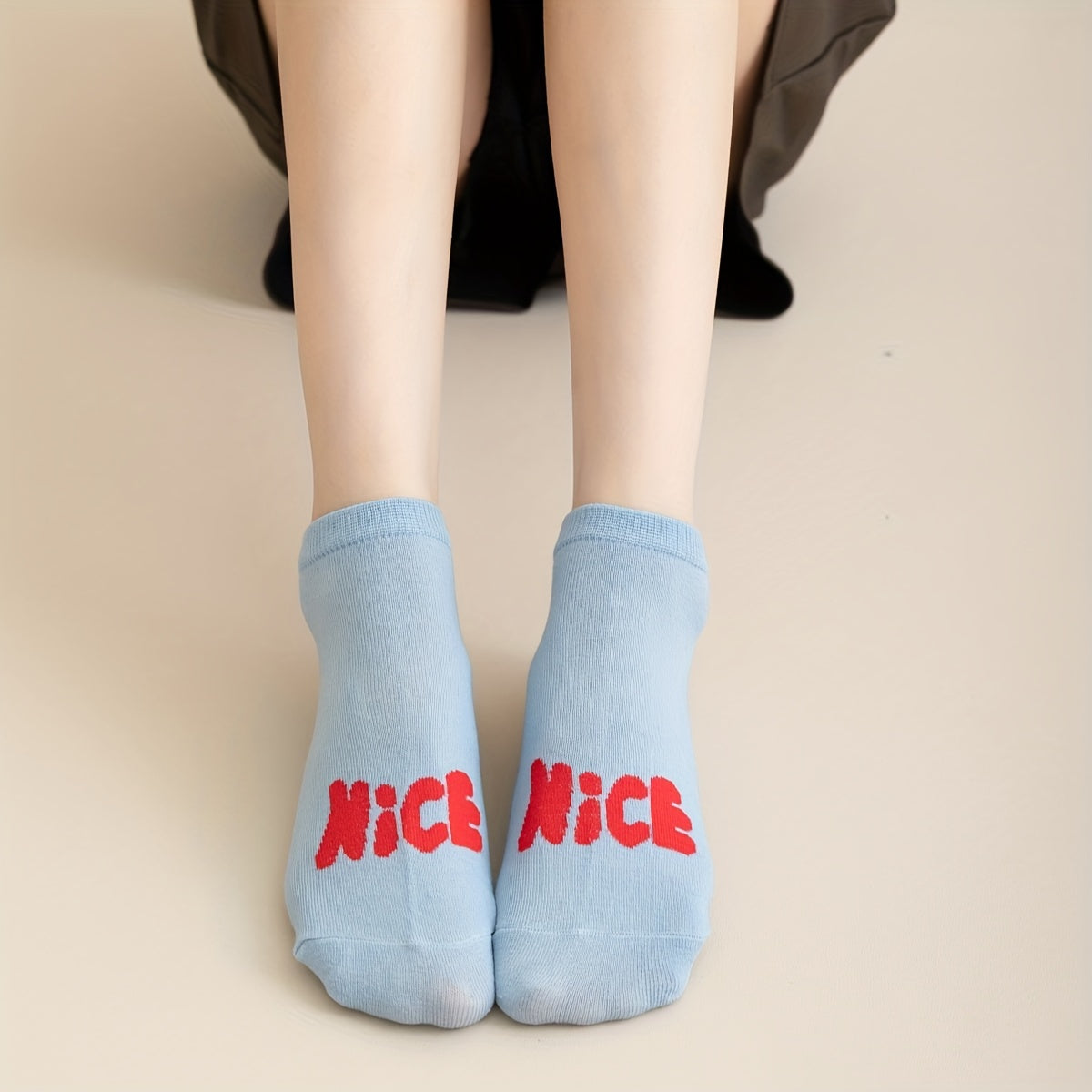 10 Pairs Letter Print Ankle Socks Women's Stockings